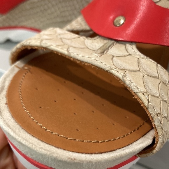 Geox Red Sophie Colour Block Sporty Wedge Sandals - Picture 12 of 16
